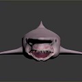 Pink Shark With Sharp Teeth On Dark Background Showing Clear Reflection 3d model