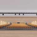 Spacious Auditorium Interior With Rows Of Yellow Seats Wooden Walls And Stage Lights