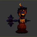 Burning Demon Game Movie Character With Horns Armor And Flaming Body