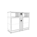 Public Facility Dual Compartment Recycling Bins With Black Red Design And Classification Signs