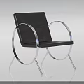 Stylish Modern Black Leather Chair With Silver Metal Circular Frame Design