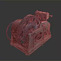 Industrial Mechanical Device With Large Gears Green Metal Frame Base And Mechanical Parts