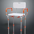 White Leisure Chair With Orange Armrests Silver Frame Backrest Board And Anti slip Feet