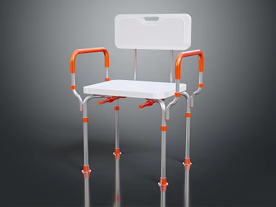White Leisure Chair With Orange Armrests Silver Frame Backrest Board And Anti slip Feet 3d model