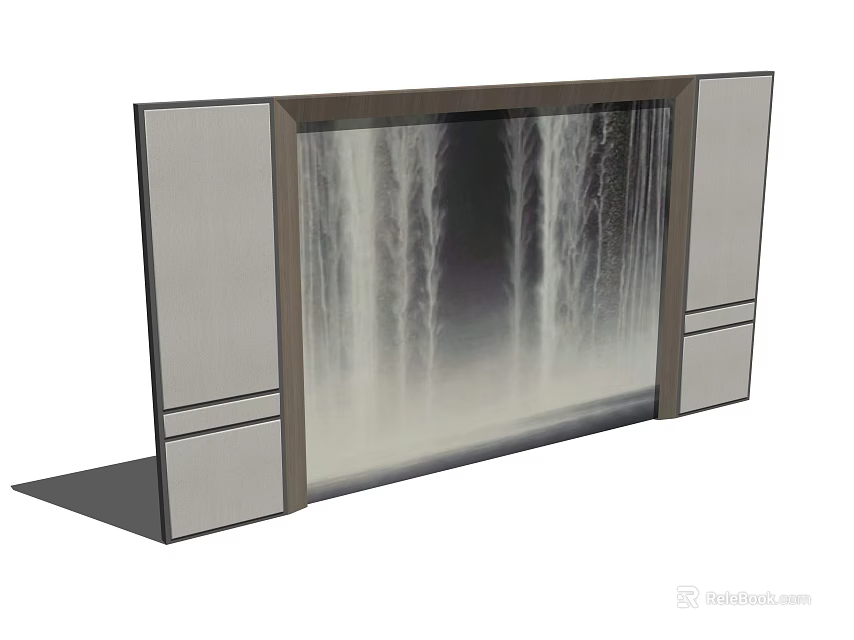 Decorative Wall With Waterfall Pattern And Modern Side Panels Design 3d model 