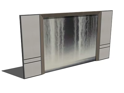 Decorative Wall With Waterfall Pattern And Modern Side Panels Design 3d model