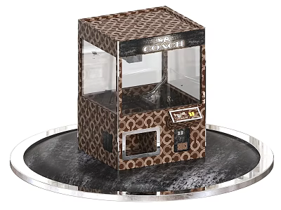 Brown Patterned Commercial Chocolate Vending Machine With Transparent Display Window And Circular Metal Tray 3d model