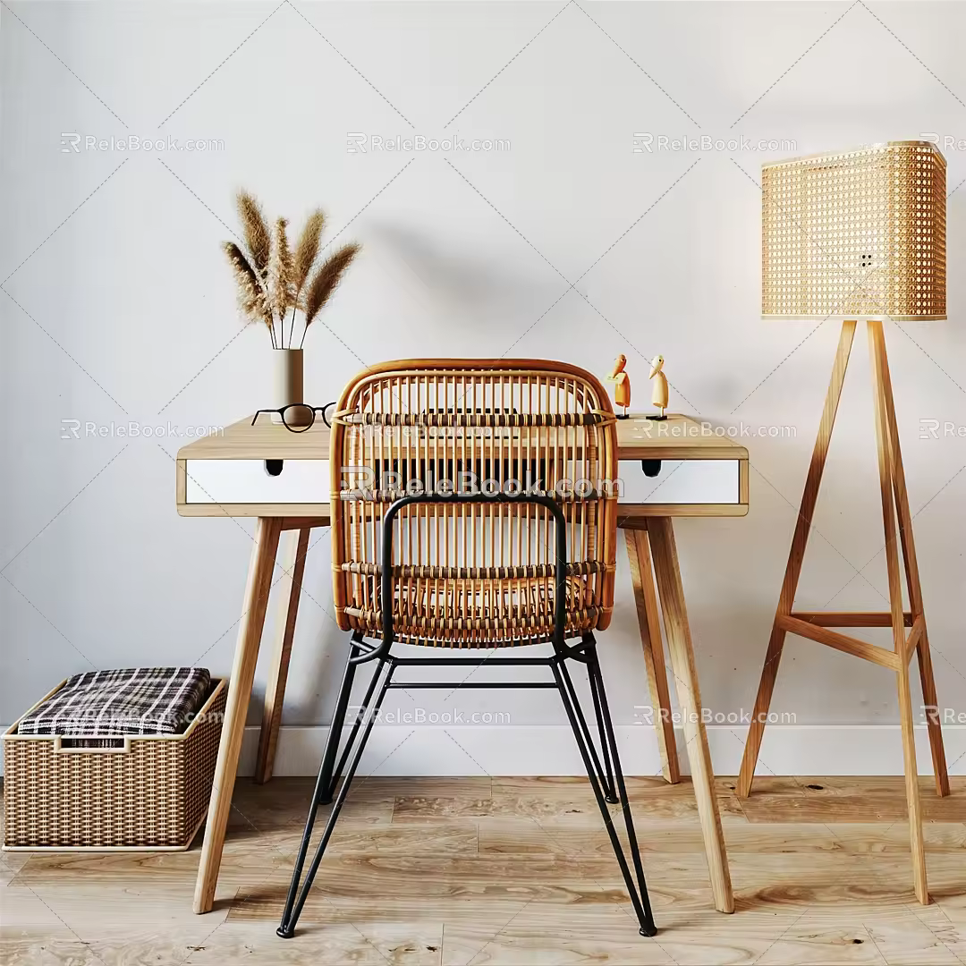 Nordic Desk Chair Desk Chair Combination 3d model