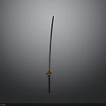 Traditional Japanese Katana Weapon with Blue Scabbard and Gold Accent Handle