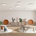 Book Art Inspired Children's Reading Space With Cactus Decor And Round Shelves