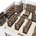 Bright Supermarket Retail Space With Neatly Arranged Shelves Holding Various Grocery And Household Products