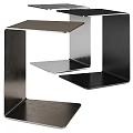 Sturdy Modern Black Metal Shelving Unit With Tiered Horizontal Platforms