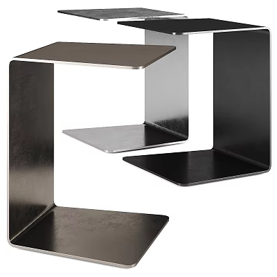 Sturdy Modern Black Metal Shelving Unit With Tiered Horizontal Platforms 3d model