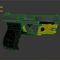 Modern Tactical Pistol With Yellow Gray Components And Black Grip Design 3d model