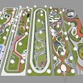 Park Landscape Planning Featuring Various Layouts Paths Green Spaces And Curved Walkways