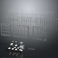 Chandelier Parts Assortment Featuring Metal Frames Rods Light Bases And Fixtures