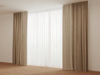 Modern Curtain Gauze Curtain Double Open Curtain 3d model