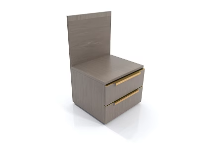 Modern Bedside Table With Two Drawers Gold Handles And Wood Grain Finish 3d model