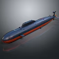 3D Rendered Modern Streamlined Submarine With Dark Blue And Orange Exterior Design