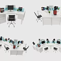 Various Modern Office Desk Designs With Computers Office Supplies And Chairs