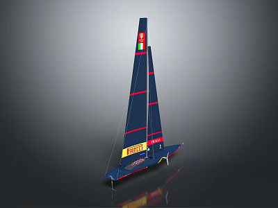 Modern Floor Lamp With Navy Blue Body And Red Stripes In Minimal Design 3d model