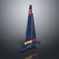 Modern Floor Lamp With Navy Blue Body And Red Stripes In Minimal Design