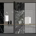 Modern Interior Partition Design with Marble Stone Texture and Grid Patterns 3d model