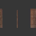 Brown Wooden Door Panels With Windows Arranged On White Background