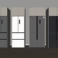 Modern Household Refrigerators With Various Door Designs And Color Options Displayed Side By Side