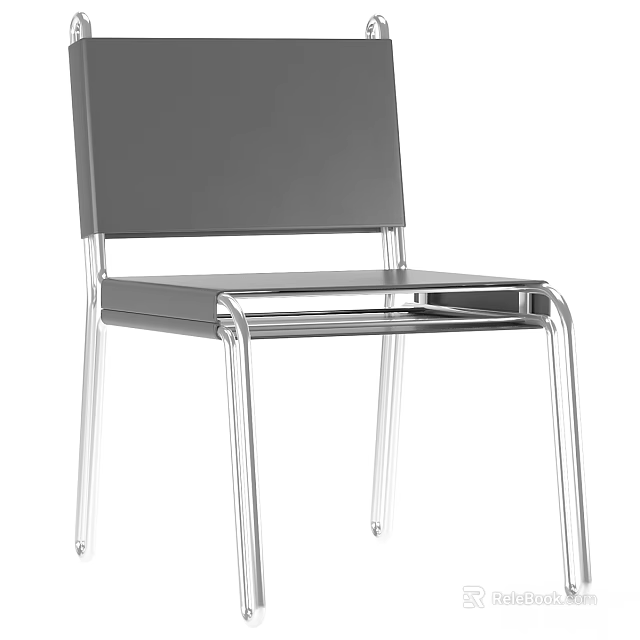 Modern Single Chair With Gray Backrest And Transparent Metal Frame Design 3d model 