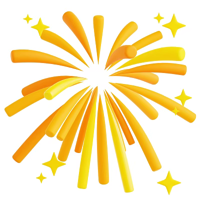 Yellow and Orange Firework Shaped Ornament Decoration Set with Star Accents 3d model