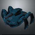 Futuristic Blue Mechanical Spider Weapon With Multi Legged Robotic Structure Design 3d model