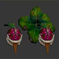 Strange Organ And Hair Like Formations With Green Stems Red Spines And Base