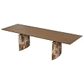 Modern Brown Dining Table With Smooth Top And Unique Marble Patterned Legs 3d model