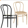 Modern Leisure Chairs With Black And Light Wood Curved Backrest And Wicker Seat