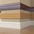 Decorative Lines At Wall Corner With Wooden And Colored Layers For Interior Design