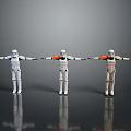 Game and Movie Stormtrooper Characters Standing with Arms Outstretched and Orange Shoulder Armor