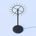 Black Metal Sun Shaped Dish Rack With Spikes And Round Base For Kitchen