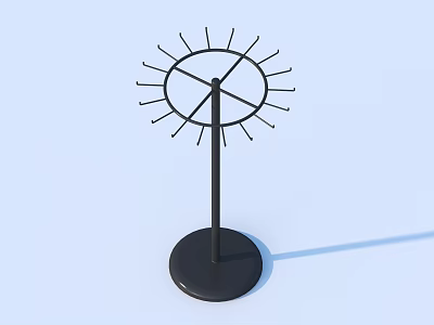 Black Metal Sun Shaped Dish Rack With Spikes And Round Base For Kitchen 3d model