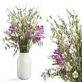 Decorative Flower Arrangement With White Vase Purple Lavender And White Blooms For Home Decor