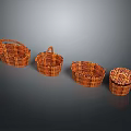 Handwoven Wicker Baskets Set of Four Different Shapes for Home Storage Organizers