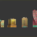 Colorful Modern Building Models With Twisted Structure Multiple Floors And Bright Windows