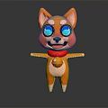 Cute Orange Dog Puppet With Big Blue Eyes Red Collar And Open Arms
