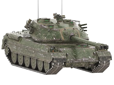 Military Tank With Green Camouflage Paint Turret Cannon And Tracks 3d model
