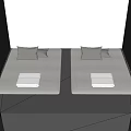 Modern Twin Kids Beds With Light Gray Mattresses Gray Pillows And White Bedding