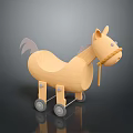 Children's Wooden Rocking Horse With Wheels Rope Detail And Light Wood Color
