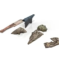Various Textured Fragments And Wooden Pieces Arranged On White Surface