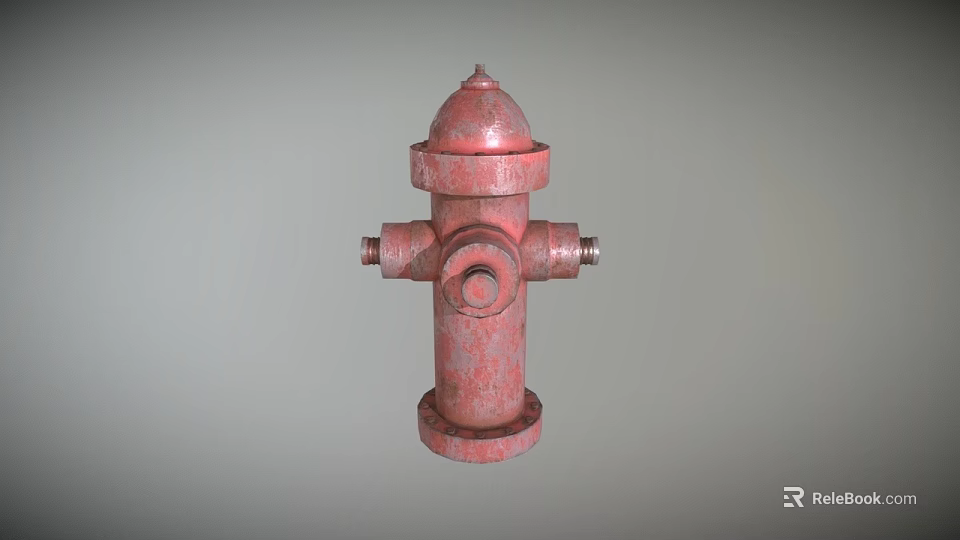 Red Rustic Fire Hydrant As Essential Urban Roadside Emergency Safety Facility 3d model 