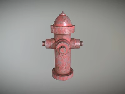 Red Rustic Fire Hydrant As Essential Urban Roadside Emergency Safety Facility 3d model