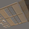 Modern Wooden Slatted Ceiling Design With Grille Patterns And Structural Details 3d model